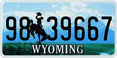 WY license plate 9839667
