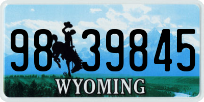 WY license plate 9839845