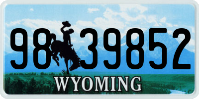 WY license plate 9839852