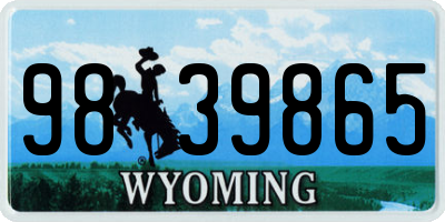 WY license plate 9839865