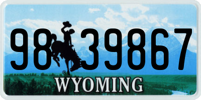 WY license plate 9839867