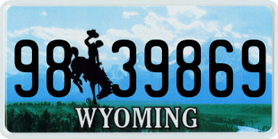 WY license plate 9839869