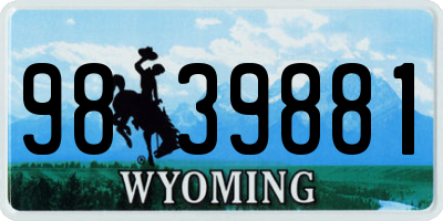 WY license plate 9839881