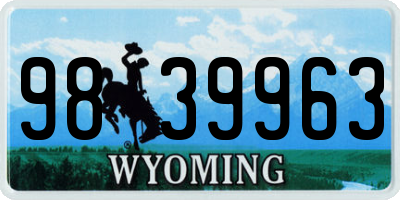 WY license plate 9839963