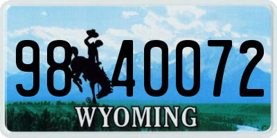 WY license plate 9840072
