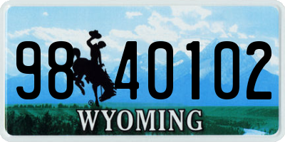 WY license plate 9840102