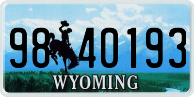 WY license plate 9840193