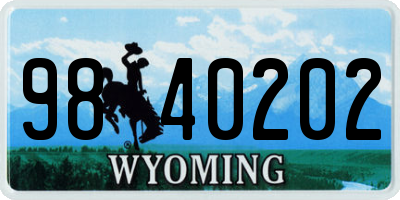 WY license plate 9840202