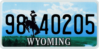 WY license plate 9840205