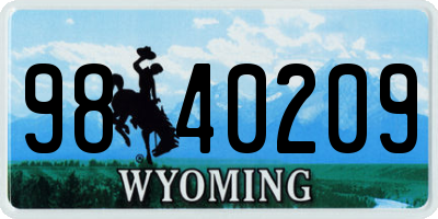 WY license plate 9840209