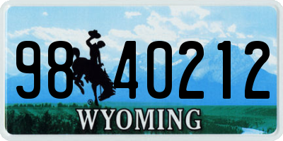 WY license plate 9840212
