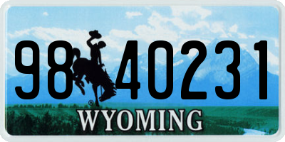 WY license plate 9840231