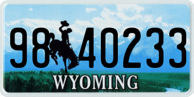 WY license plate 9840233