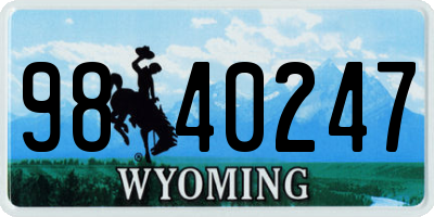 WY license plate 9840247