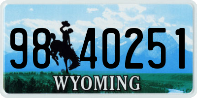 WY license plate 9840251