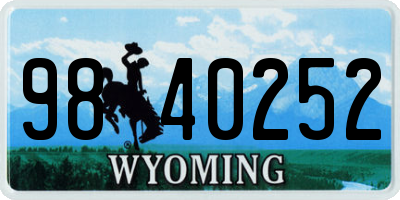 WY license plate 9840252
