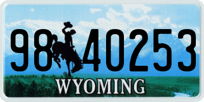 WY license plate 9840253
