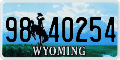 WY license plate 9840254