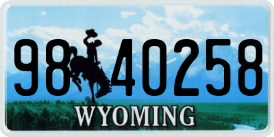WY license plate 9840258