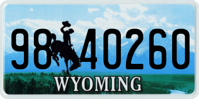 WY license plate 9840260
