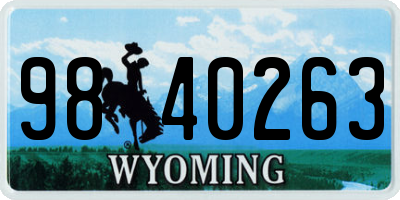 WY license plate 9840263