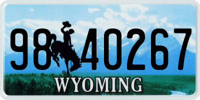 WY license plate 9840267
