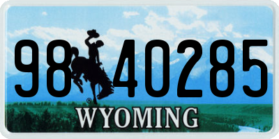 WY license plate 9840285