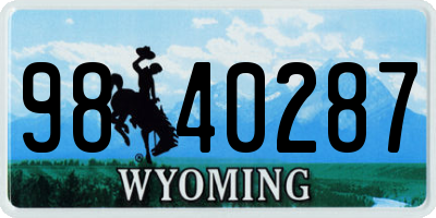 WY license plate 9840287