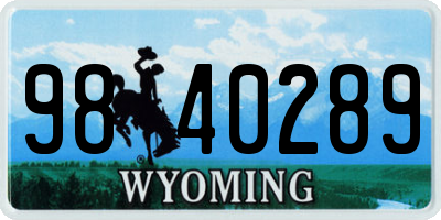 WY license plate 9840289