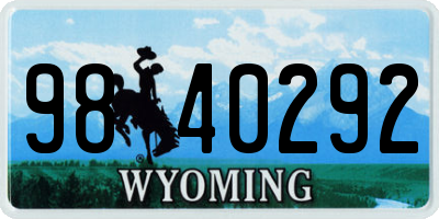 WY license plate 9840292