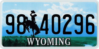 WY license plate 9840296