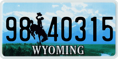 WY license plate 9840315