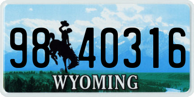 WY license plate 9840316
