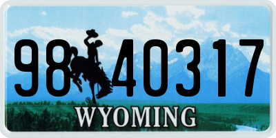 WY license plate 9840317