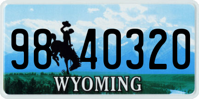 WY license plate 9840320