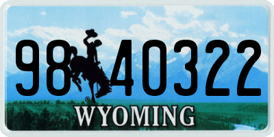WY license plate 9840322