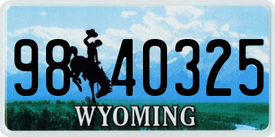 WY license plate 9840325