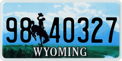 WY license plate 9840327