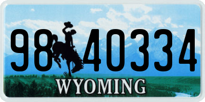WY license plate 9840334