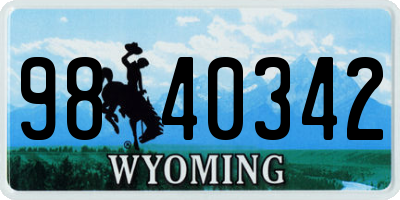 WY license plate 9840342