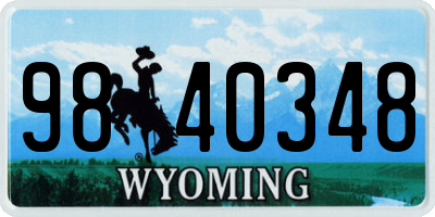 WY license plate 9840348