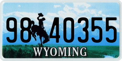 WY license plate 9840355