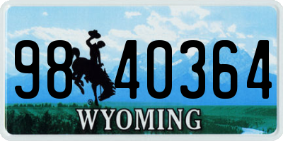 WY license plate 9840364