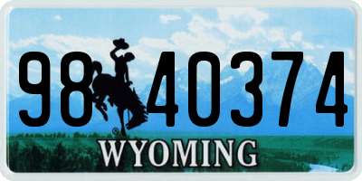 WY license plate 9840374