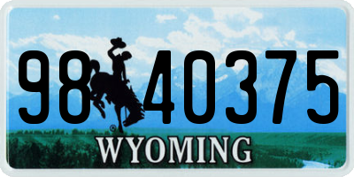 WY license plate 9840375