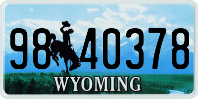 WY license plate 9840378