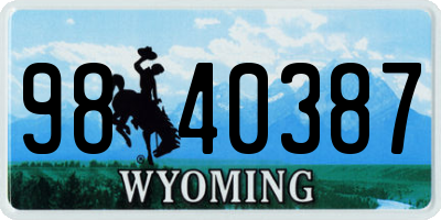 WY license plate 9840387