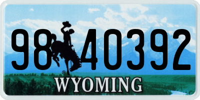 WY license plate 9840392