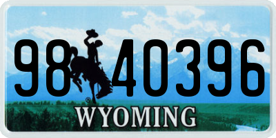 WY license plate 9840396