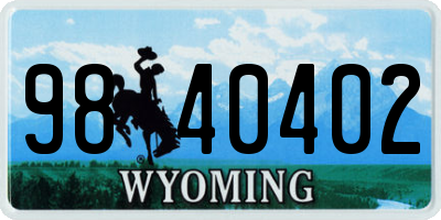 WY license plate 9840402